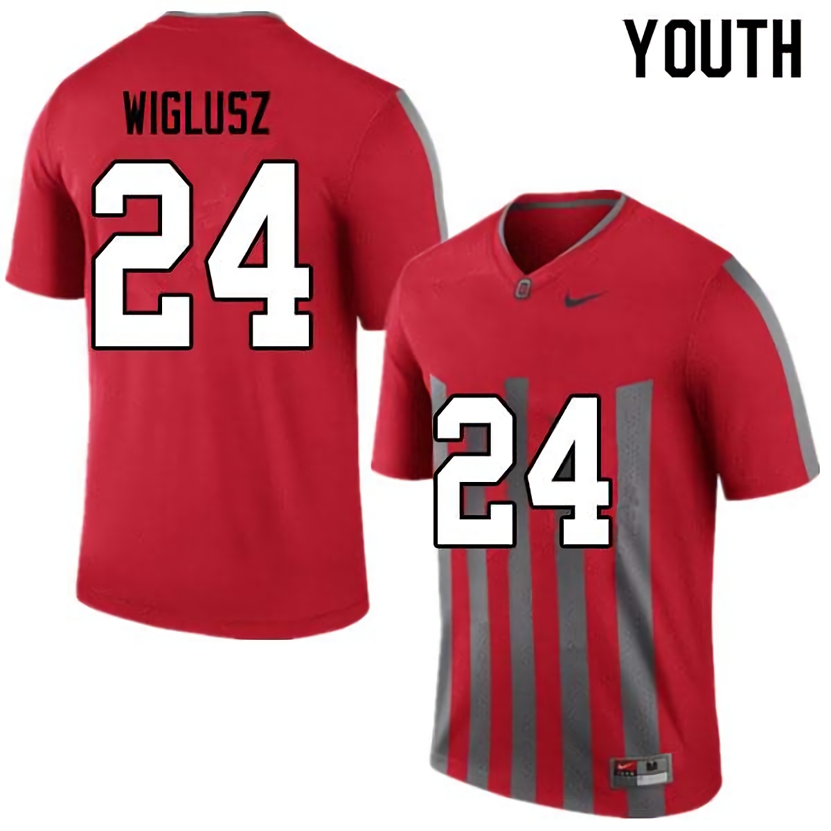 Sam Wiglusz Ohio State Buckeyes Youth NCAA #24 Nike Throwback Red College Stitched Football Jersey IJV8856KA